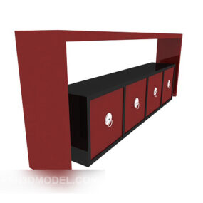 New Chinese Red Side Cabinet 3d model