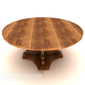 Modern Chinese Round Wooden Dining Table 3d model