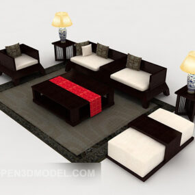 New Chinese Solid Wood Sofa Sets 3d model