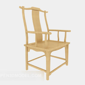 כיסא ביתי מעץ מלא סיני דגם תלת מימד