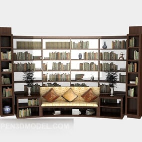 Mô hình 3d tủ sách đơn giản bằng gỗ nguyên khối của Trung Quốc