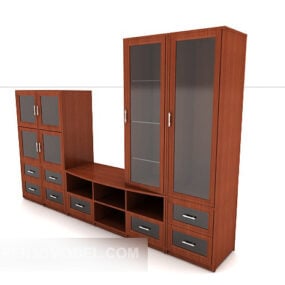 New Chinese-style Bookcase Wooden Glass 3d model
