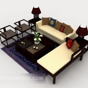 Set di divani moderni in stile cinese modello 3d