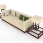 Chinese Style Beige Multiplayer Sofa