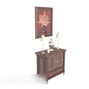 Chinese Style Wood Side Cabinet 3d model