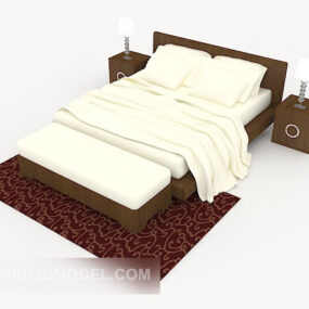 Chinese Style Solid Wood Double Bed 3d model