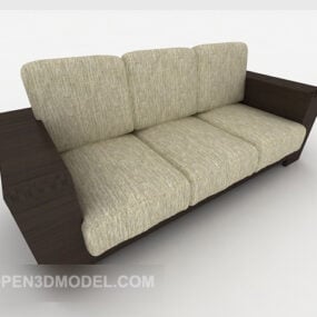 New Chinese Style Three-person Sofa 3d model
