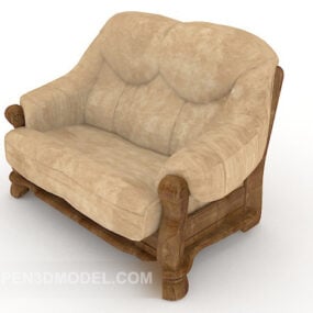 Mẫu Sofa đơn màu nâu gỗ kiểu Trung Quốc 3d