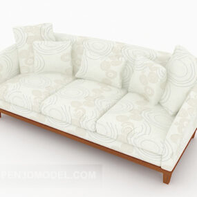 New Chinese Three-person Sofa 3d model