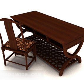 New Chinese Wooden Table And Chair 3d model