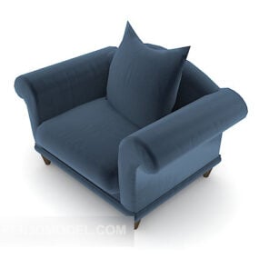 Sofá individual azul nórdico modelo 3d