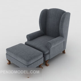 3д модель простого односпального дивана Nordic Grey Simple