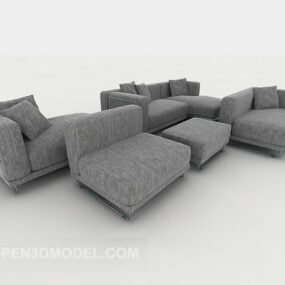 Modelo 3d de sofá combinado cinza minimalista nórdico