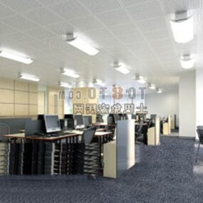 Modello 3d interno dello spazio di lavoro dell'ufficio