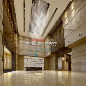 Hotel Interior Hall With Ceiling Decoration 3d model