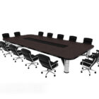 Table et chaises de conférence noires de bureau