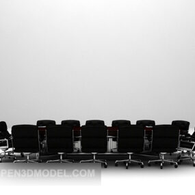 Office Black Conference Table Chairs 3d model