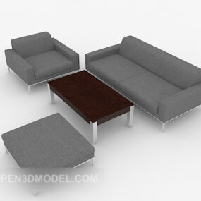 Office Grey Fabric Sofa 3d model