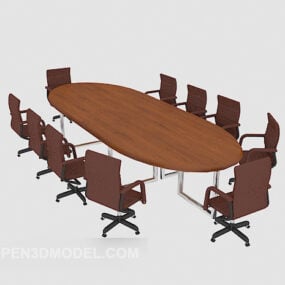 Office Round Meeting Table Chair 3d model