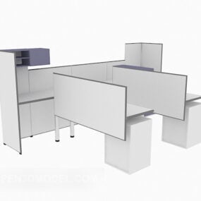 Office Small Working Desk With Divider 3d model