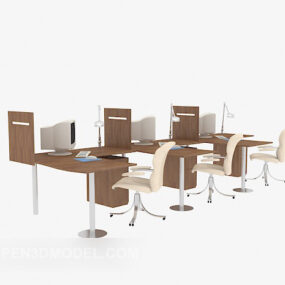 3д модель офисного рабочего стола со стулом