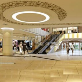 Modello 3d interno del centro commerciale aperto