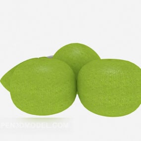 Grønn oransje fruktmat 3d-modell