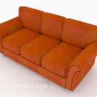 オレンジ生地のモダンなソファ家具