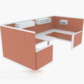 Orange Office Working Desk 3d model