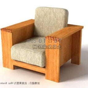Orange Single Wood Sofa 3d model