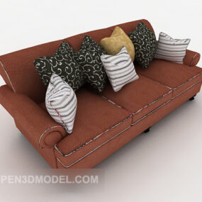 Model 3d Reka Bentuk Sofa Berbilang Tempat Duduk Jingga