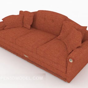 Orange Three-person Sofa Design 3d model