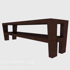 Banco de parque de madeira maciça modelo 3d
