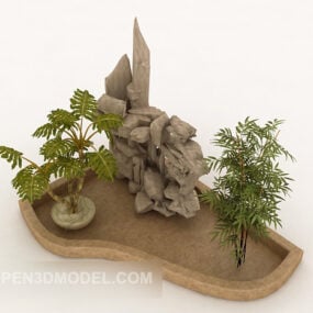Buiten klein park bergplant decor 3D-model