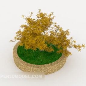 Outdoor Potted Plant Yellow Flower 3d model