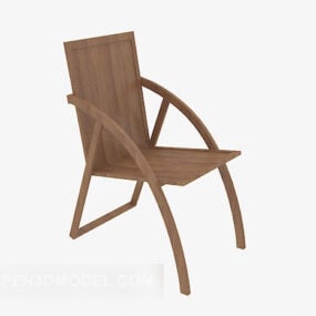 Modelo 3d de cadeira de madeira velha ao ar livre