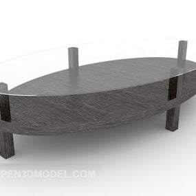 3D model skleněného konferenčního stolku oválného tvaru