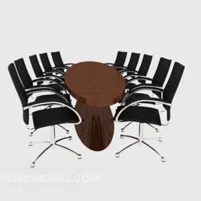 Ovalt massivt trä konferensbord 3d-modell