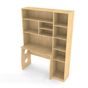 Trä skrivbord bokhylla 3d-modell