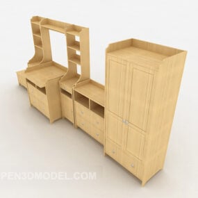 Wooden Wardrobe Dresser Furniture 3d model