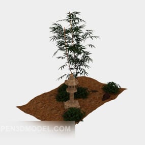 3д модель паркового цветочного растения и дерева