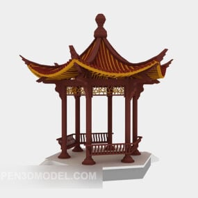 Modelo 3D em estilo chinês do Pavilhão do Parque