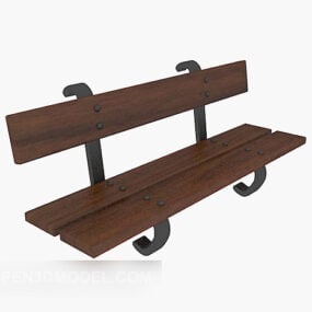 Metal Wood Outdoor Bench Chair 3d model