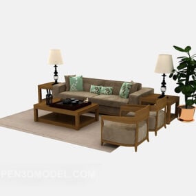 Set di mobili per divani pastorali modello 3d