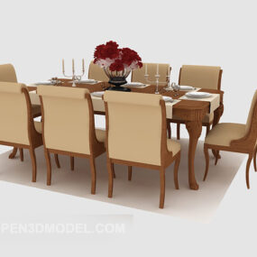 Pastoral Dining Table Chair 3d model