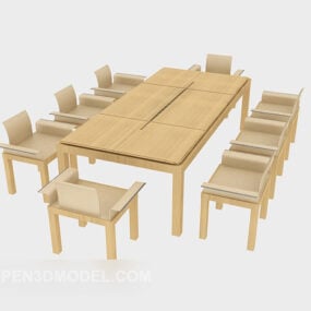 Pastoral Minimalist Style Table Chair 3d model