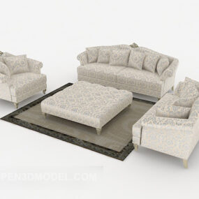 3д модель дивана с пасторальным узором
