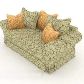 Pastoral Pattern Editing Double Sofa 3d model