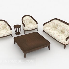 Sofa Kombinasi Bunga Pastoral Pink Model 3d