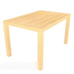 Дерев'яний простий прямокутний обідній стіл 3d модель